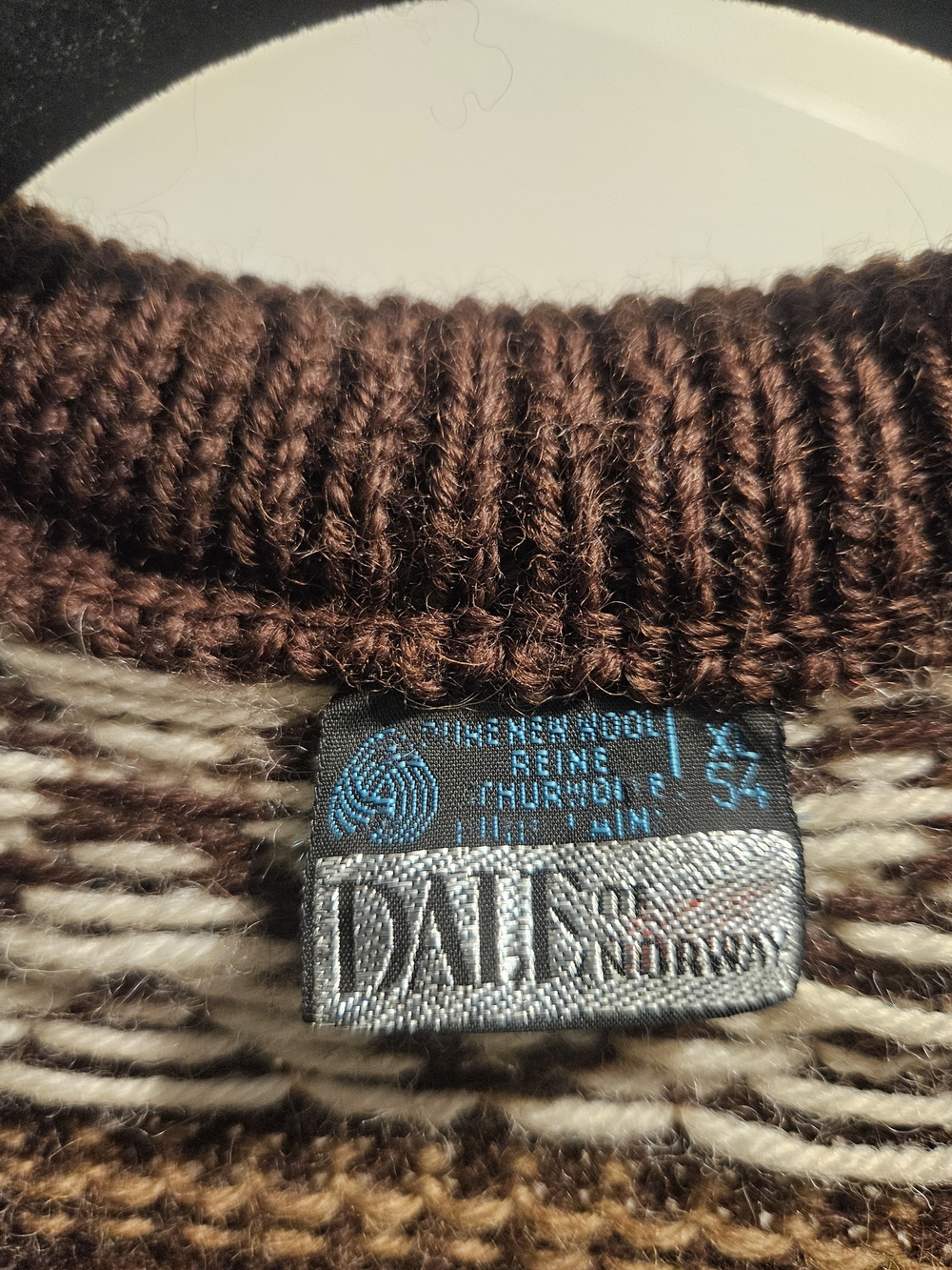 Women's Brown Nordic-Style New Wool Cardigan # 953 - Picture 6 of 6